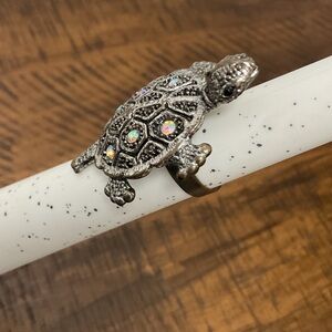 Turtle Ring with Rhinestones